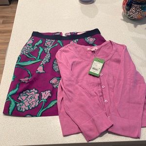 Lilly Pulitzer Skirt (size 0) and Cardigan (size S & NWT) outfit